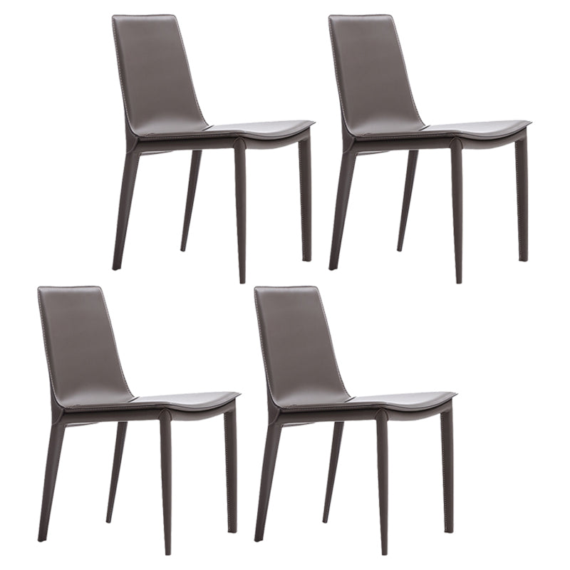 Modern Leather Dining Chairs Armless Dining Chair for Restaurant Use Light Gray 4 Piece Set Clearhalo ' kitchen&dining_furn' 'Dining Chairs' 'Dining Tables & Seating' 'dining_chair' 'furn' 'furn_dining_chair' 'Furniture' 'furniture_dining_chair' 'Kitchen & Dining Furniture' 'kitchen' 4331793