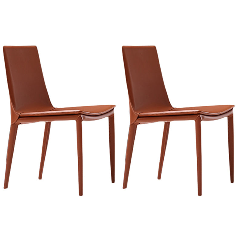 Modern Leather Dining Chairs Armless Dining Chair for Restaurant Use Khaki 2 Piece Set Clearhalo ' kitchen&dining_furn' 'Dining Chairs' 'Dining Tables & Seating' 'dining_chair' 'furn' 'furn_dining_chair' 'Furniture' 'furniture_dining_chair' 'Kitchen & Dining Furniture' 'kitchen' 4331797