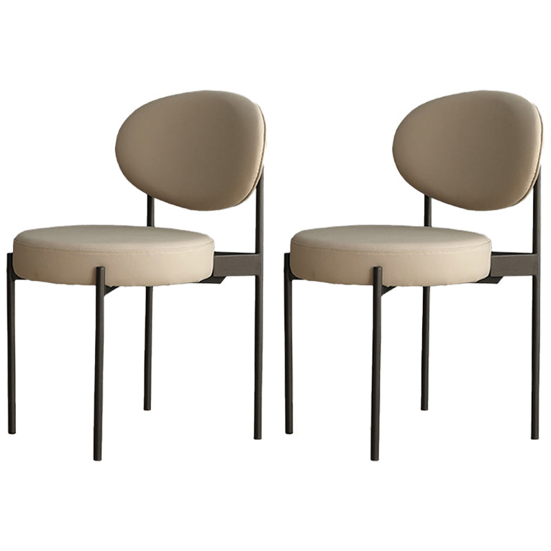 Modern Restaurant Open Back Side Chair PU Leather Dining Chair with Black Legs Grey 2 Piece Set Clearhalo ' kitchen&dining_furn' 'Dining Chairs' 'Dining Tables & Seating' 'dining_chair' 'furn' 'furn_dining_chair' 'Furniture' 'furniture_dining_chair' 'Kitchen & Dining Furniture' 'kitchen' 4331813