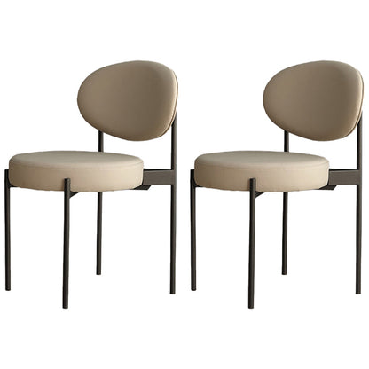 Modern Restaurant Open Back Side Chair PU Leather Dining Chair with Black Legs Grey 2 Piece Set Clearhalo ' kitchen&dining_furn' 'Dining Chairs' 'Dining Tables & Seating' 'dining_chair' 'furn' 'furn_dining_chair' 'Furniture' 'furniture_dining_chair' 'Kitchen & Dining Furniture' 'kitchen' 4331813