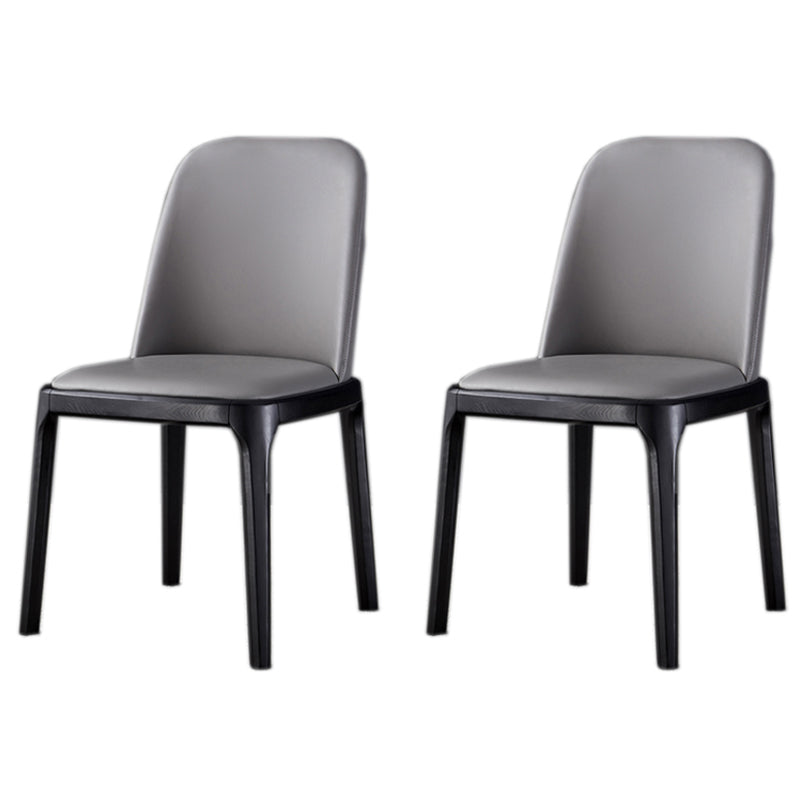 Industrial Leather Restaurant Side Chair Parsons Dining Chair with Walnut Legs 2 Piece Set Black Clearhalo ' kitchen&dining_furn' 'Dining Chairs' 'Dining Tables & Seating' 'dining_chair' 'furn' 'furn_dining_chair' 'Furniture' 'furniture_dining_chair' 'Kitchen & Dining Furniture' 'kitchen' 4331828