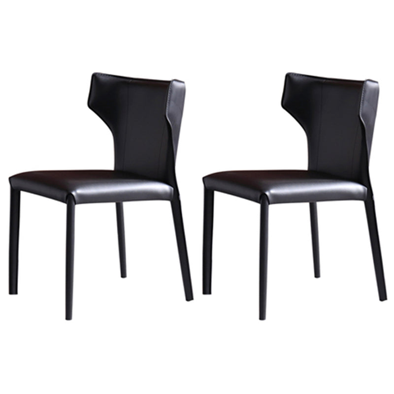 Contemporary Style Dining Chair Armless Metal Wingback Chair for Kitchen Black 2 Piece Set Clearhalo ' kitchen&dining_furn' 'Dining Chairs' 'Dining Tables & Seating' 'dining_chair' 'furn' 'furn_dining_chair' 'Furniture' 'furniture_dining_chair' 'Kitchen & Dining Furniture' 'kitchen' 4331853