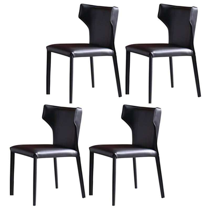 Contemporary Style Dining Chair Armless Metal Wingback Chair for Kitchen Black 4 Piece Set Clearhalo ' kitchen&dining_furn' 'Dining Chairs' 'Dining Tables & Seating' 'dining_chair' 'furn' 'furn_dining_chair' 'Furniture' 'furniture_dining_chair' 'Kitchen & Dining Furniture' 'kitchen' 4331856