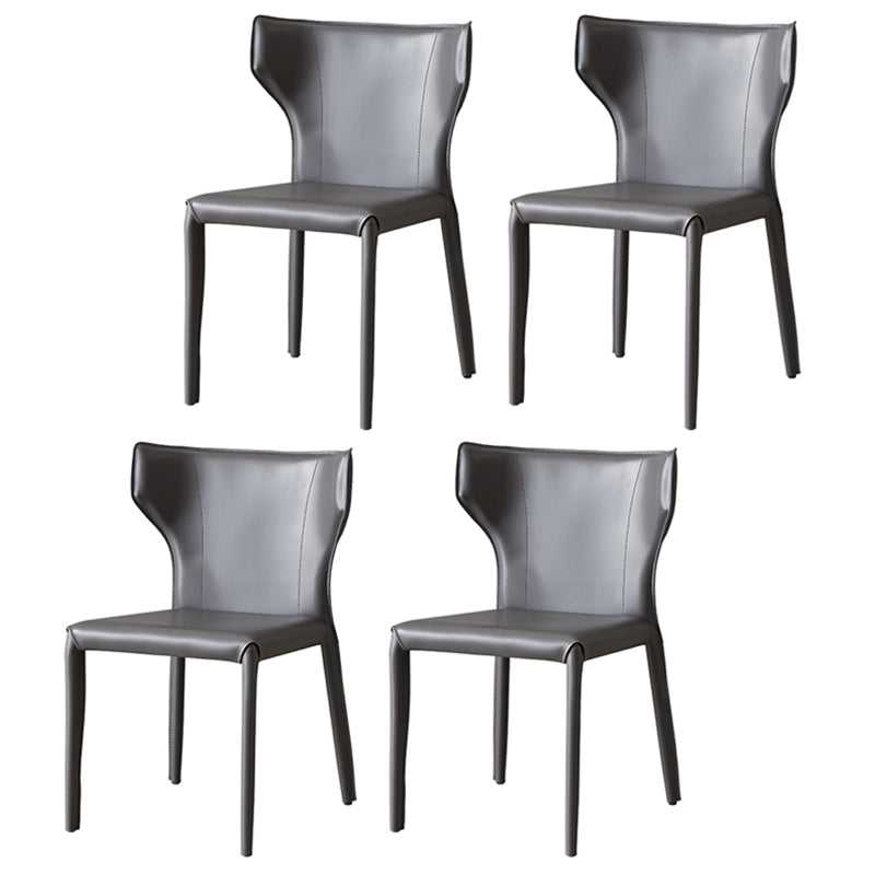 Contemporary Style Dining Chair Armless Metal Wingback Chair for Kitchen Grey 4 Piece Set Clearhalo ' kitchen&dining_furn' 'Dining Chairs' 'Dining Tables & Seating' 'dining_chair' 'furn' 'furn_dining_chair' 'Furniture' 'furniture_dining_chair' 'Kitchen & Dining Furniture' 'kitchen' 4331862