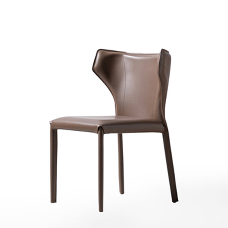 Contemporary Style Dining Chair Armless Metal Wingback Chair for Kitchen Brown 1 Piece Clearhalo ' kitchen&dining_furn' 'Dining Chairs' 'Dining Tables & Seating' 'dining_chair' 'furn' 'furn_dining_chair' 'Furniture' 'furniture_dining_chair' 'Kitchen & Dining Furniture' 'kitchen' 4331864