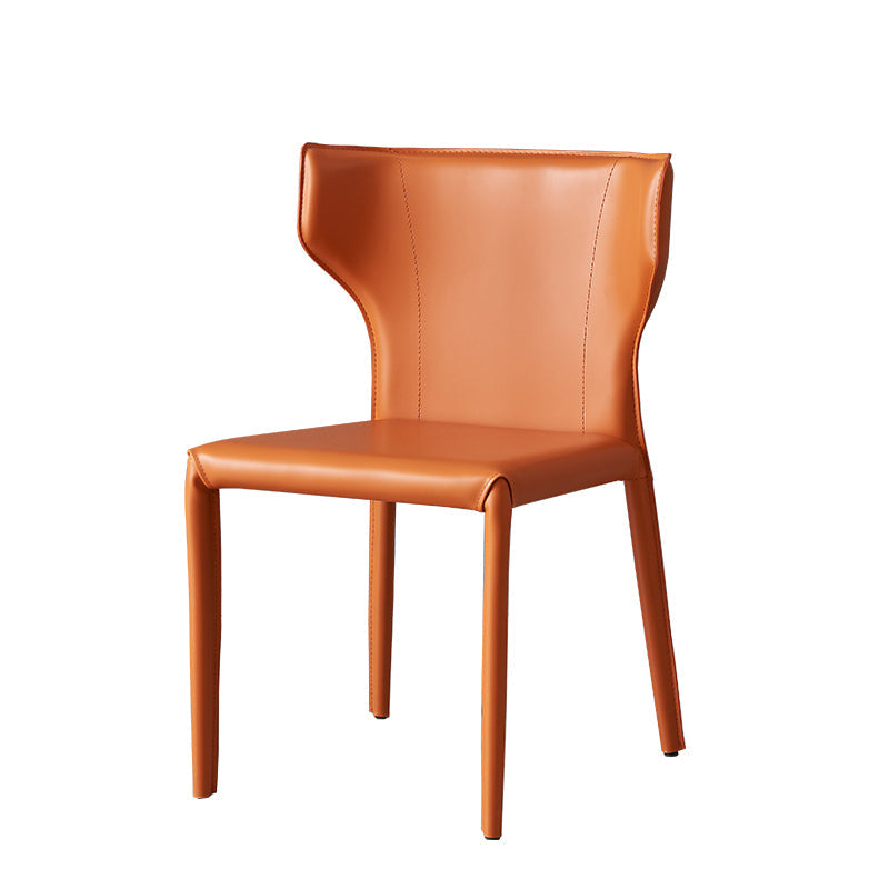 Contemporary Style Dining Chair Armless Metal Wingback Chair for Kitchen Orange 1 Piece Clearhalo ' kitchen&dining_furn' 'Dining Chairs' 'Dining Tables & Seating' 'dining_chair' 'furn' 'furn_dining_chair' 'Furniture' 'furniture_dining_chair' 'Kitchen & Dining Furniture' 'kitchen' 4331871