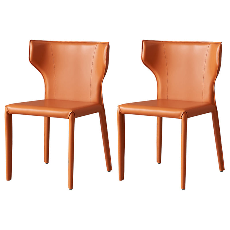 Contemporary Style Dining Chair Armless Metal Wingback Chair for Kitchen Orange 2 Piece Set Clearhalo ' kitchen&dining_furn' 'Dining Chairs' 'Dining Tables & Seating' 'dining_chair' 'furn' 'furn_dining_chair' 'Furniture' 'furniture_dining_chair' 'Kitchen & Dining Furniture' 'kitchen' 4331874