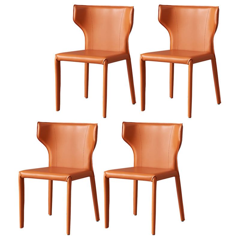 Contemporary Style Dining Chair Armless Metal Wingback Chair for Kitchen Orange 4 Piece Set Clearhalo ' kitchen&dining_furn' 'Dining Chairs' 'Dining Tables & Seating' 'dining_chair' 'furn' 'furn_dining_chair' 'Furniture' 'furniture_dining_chair' 'Kitchen & Dining Furniture' 'kitchen' 4331876