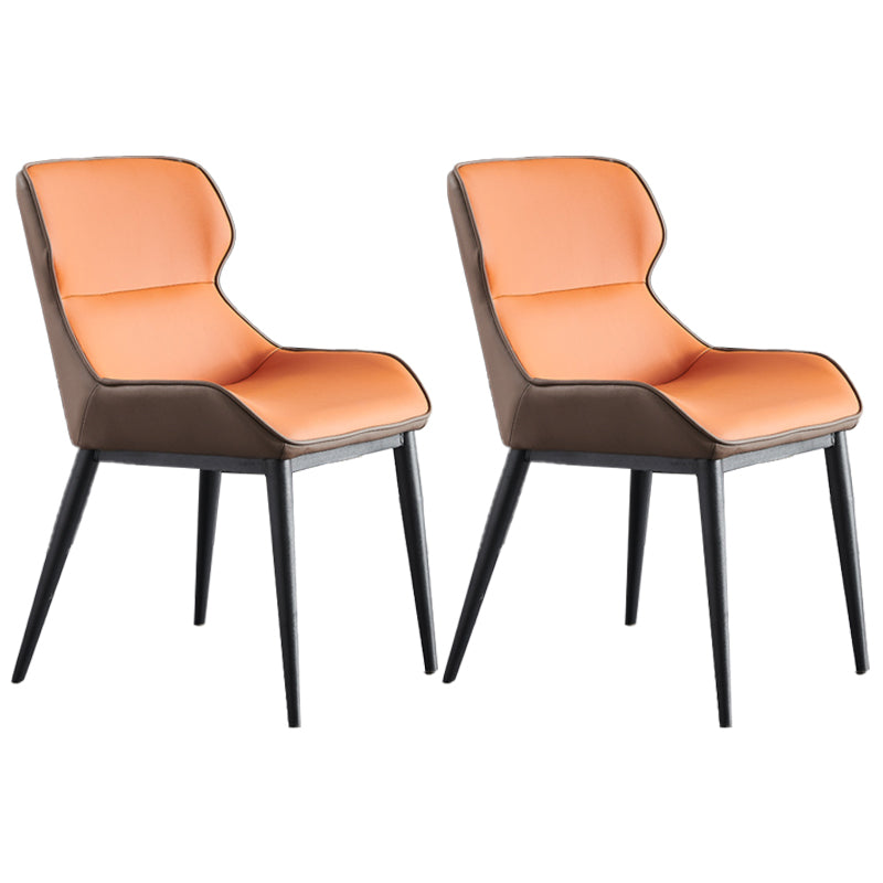 Indoor Industrial Arm Chair Wingback Metal Upholstered Dining Room Chair Orange Set of 2 Clearhalo ' kitchen&dining_furn' 'Dining Chairs' 'Dining Tables & Seating' 'dining_chair' 'Furniture' 'furniture_dining_chair' 'Kitchen & Dining Furniture' 'kitchen' 4331882