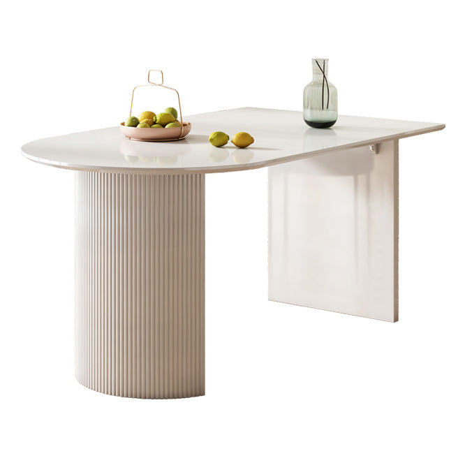 Contemporary White Standard Dining Table Kitchen Dining Table with Double Pedestal Bases Free Form Wood Clearhalo ' dining_table' 'Dining Tables & Seating' 'Dining Tables' 'furn' 'furn_dining_table' 'Furniture' 'furniture_dining_table' 'Kitchen & Dining Furniture' 'kitchen&dining_furn' 'kitchen' 'kitchen_dining_table' 4331908