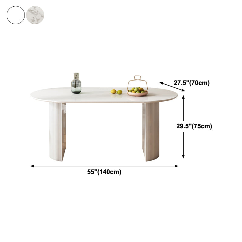 Contemporary White Standard Dining Table Kitchen Dining Table with Double Pedestal Bases Clearhalo ' dining_table' 'Dining Tables & Seating' 'Dining Tables' 'furn' 'furn_dining_table' 'Furniture' 'furniture_dining_table' 'Kitchen & Dining Furniture' 'kitchen&dining_furn' 'kitchen' 'kitchen_dining_table' 4331917