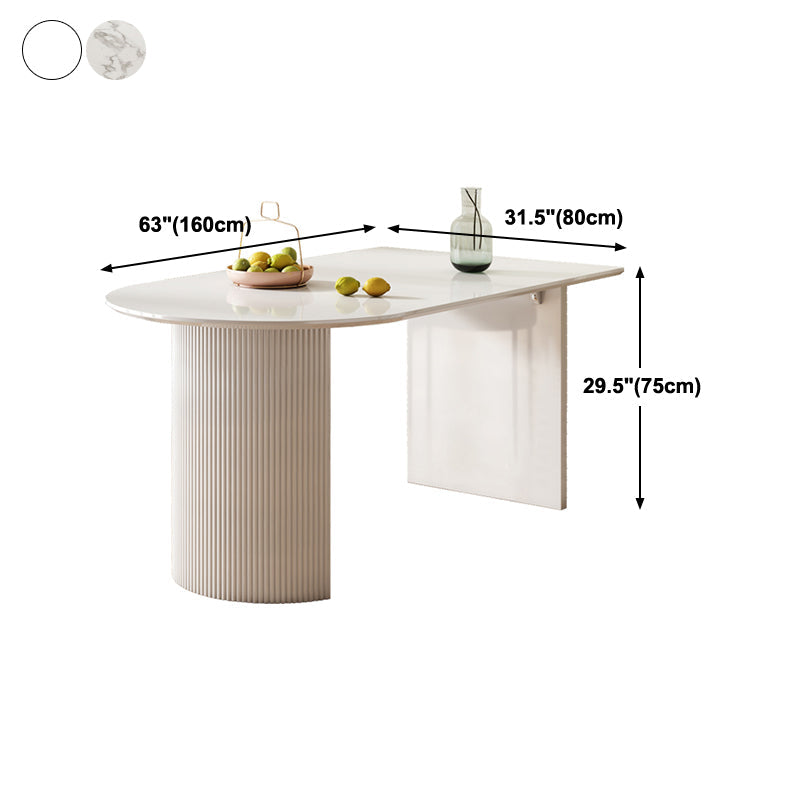 Contemporary White Standard Dining Table Kitchen Dining Table with Double Pedestal Bases Clearhalo ' dining_table' 'Dining Tables & Seating' 'Dining Tables' 'furn' 'furn_dining_table' 'Furniture' 'furniture_dining_table' 'Kitchen & Dining Furniture' 'kitchen&dining_furn' 'kitchen' 'kitchen_dining_table' 4331920