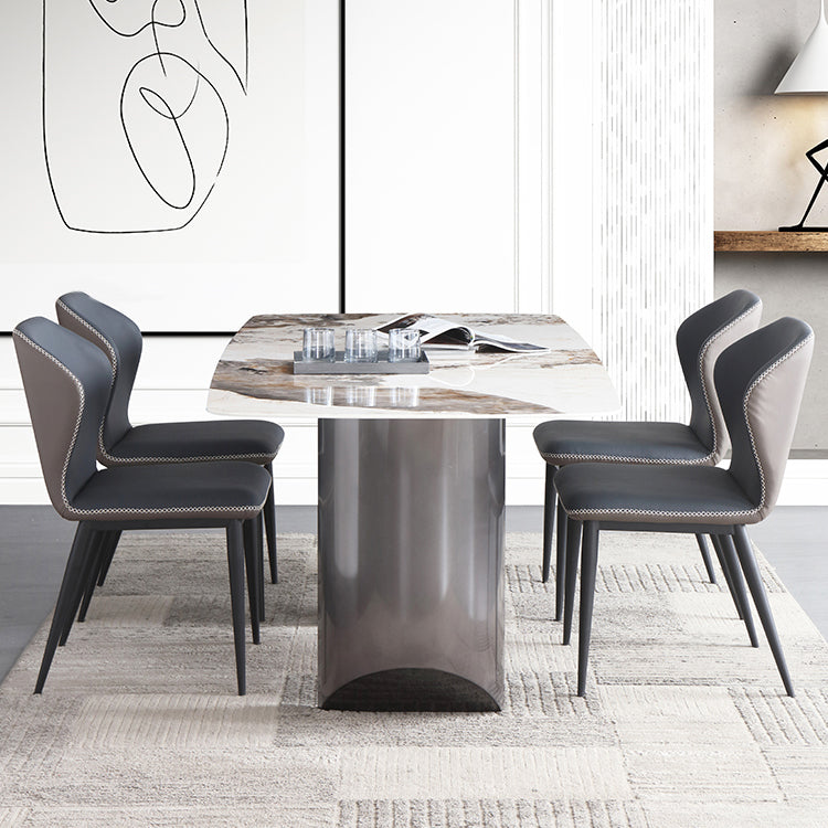 Rectangular Dining Table Modern Stone Top Dining Table with Double Pedestal Clearhalo ' dining_table' 'Dining Tables & Seating' 'Dining Tables' 'furn' 'furn_dining_table' 'Furniture' 'furniture_dining_table' 'Kitchen & Dining Furniture' 'kitchen&dining_furn' 'kitchen' 'kitchen_dining_table' 4331934