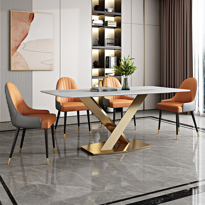 Traditional Luxury Rectangle Dining Site Table Stone Furniture with Pedestal Base Clearhalo ' dining_table' 'Dining Tables & Seating' 'Dining Tables' 'furn' 'furn_dining_table' 'Furniture' 'furniture_dining_table' 'Kitchen & Dining Furniture' 'kitchen&dining_furn' 'kitchen' 'kitchen_dining_table' 4331948