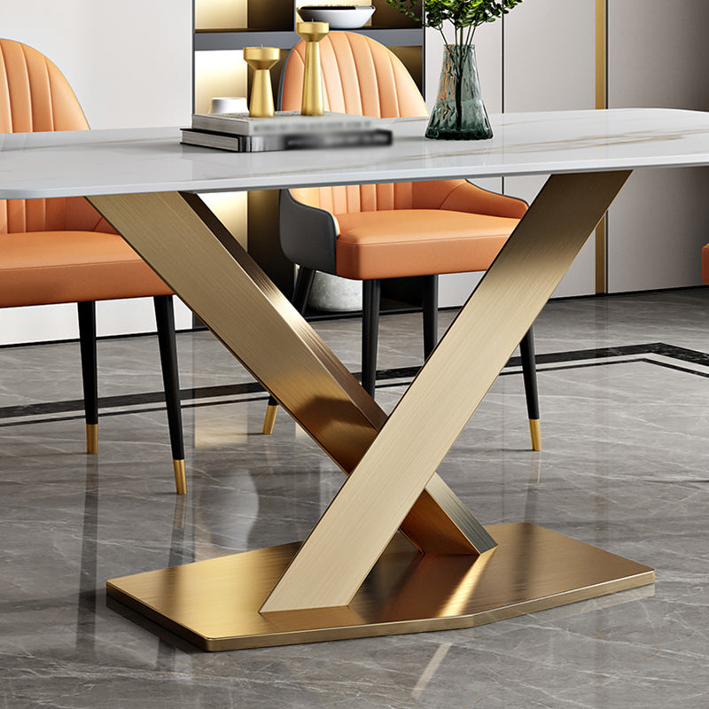 Traditional Luxury Rectangle Dining Site Table Stone Furniture with Pedestal Base Clearhalo ' dining_table' 'Dining Tables & Seating' 'Dining Tables' 'furn' 'furn_dining_table' 'Furniture' 'furniture_dining_table' 'Kitchen & Dining Furniture' 'kitchen&dining_furn' 'kitchen' 'kitchen_dining_table' 4331949