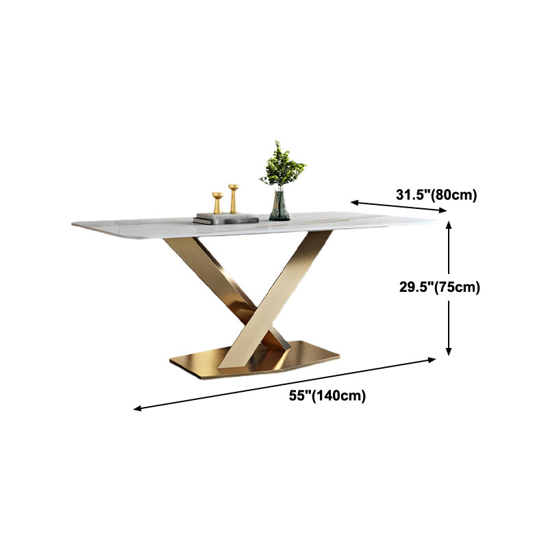 Traditional Luxury Rectangle Dining Site Table Stone Furniture with Pedestal Base Clearhalo ' dining_table' 'Dining Tables & Seating' 'Dining Tables' 'furn' 'furn_dining_table' 'Furniture' 'furniture_dining_table' 'Kitchen & Dining Furniture' 'kitchen&dining_furn' 'kitchen' 'kitchen_dining_table' 4331957