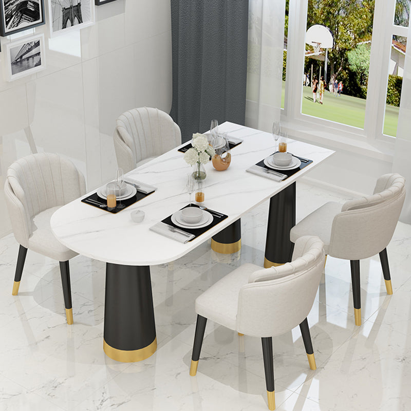 Metal Modern Free Form Dining Table Sintered Stone Top Table with 3 Legs Clearhalo ' dining_table' 'Dining Tables & Seating' 'Dining Tables' 'furn' 'furn_dining_table' 'Furniture' 'furniture_dining_table' 'Kitchen & Dining Furniture' 'kitchen&dining_furn' 'kitchen' 'kitchen_dining_table' 4331960