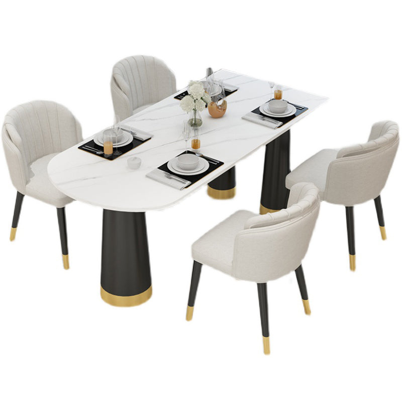 Metal Modern Free Form Dining Table Sintered Stone Top Table with 3 Legs Clearhalo ' dining_table' 'Dining Tables & Seating' 'Dining Tables' 'furn' 'furn_dining_table' 'Furniture' 'furniture_dining_table' 'Kitchen & Dining Furniture' 'kitchen&dining_furn' 'kitchen' 'kitchen_dining_table' 4331963