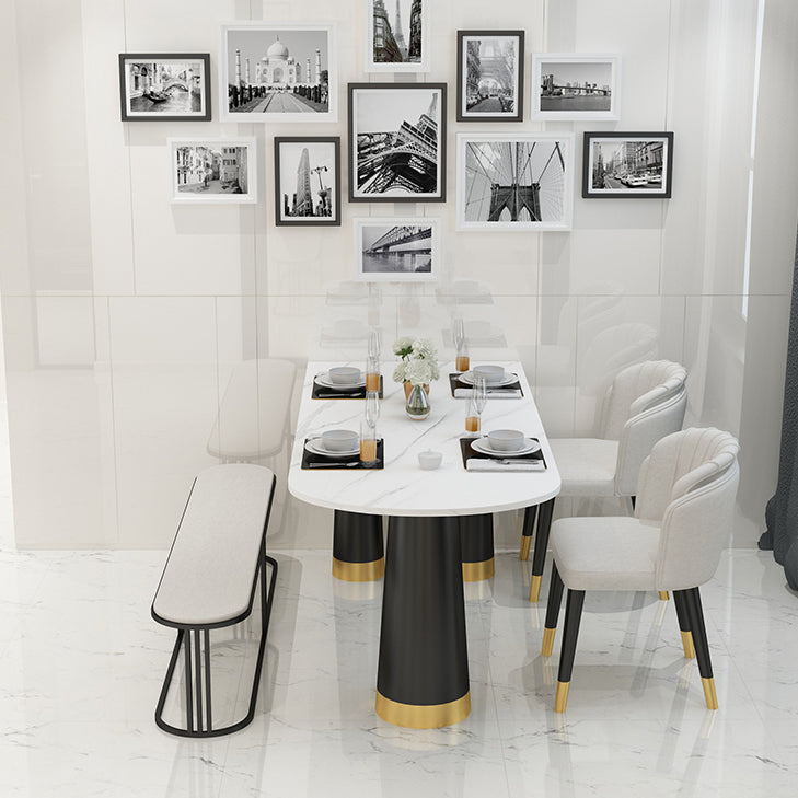 Metal Modern Free Form Dining Table Sintered Stone Top Table with 3 Legs Clearhalo ' dining_table' 'Dining Tables & Seating' 'Dining Tables' 'furn' 'furn_dining_table' 'Furniture' 'furniture_dining_table' 'Kitchen & Dining Furniture' 'kitchen&dining_furn' 'kitchen' 'kitchen_dining_table' 4331967