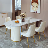 Metal Contemporary Free Form Dining Table Sintered Stone Table with Double Pedestal Clearhalo ' dining_table' 'Dining Tables & Seating' 'Dining Tables' 'furn' 'furn_dining_table' 'Furniture' 'furniture_dining_table' 'Kitchen & Dining Furniture' 'kitchen&dining_furn' 'kitchen' 'kitchen_dining_table' 4331987