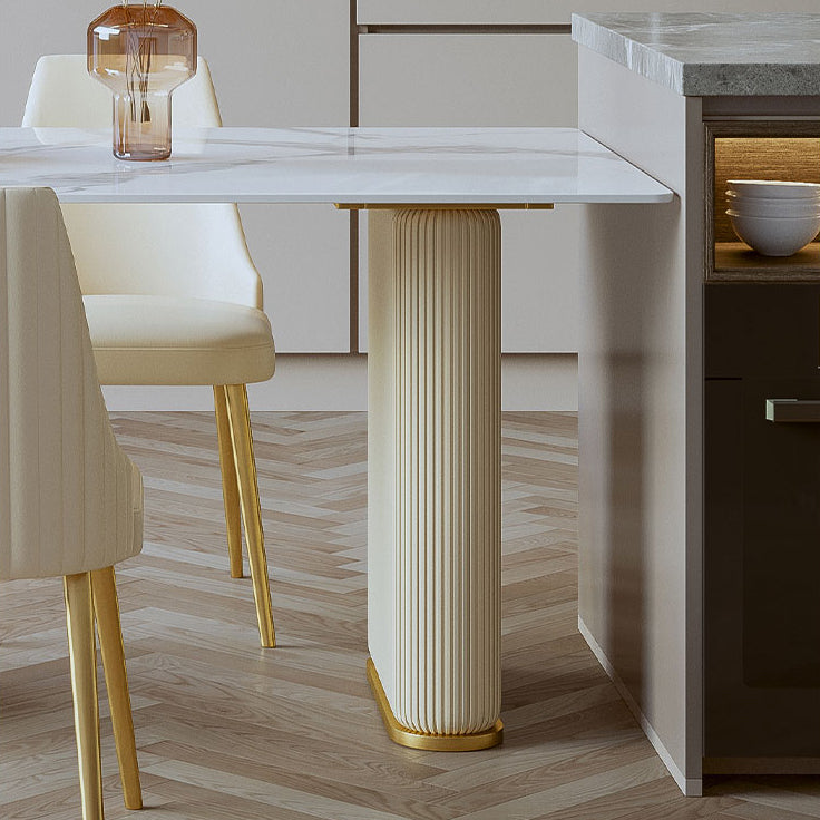 Metal Contemporary Free Form Dining Table Sintered Stone Table with Double Pedestal Clearhalo ' dining_table' 'Dining Tables & Seating' 'Dining Tables' 'furn' 'furn_dining_table' 'Furniture' 'furniture_dining_table' 'Kitchen & Dining Furniture' 'kitchen&dining_furn' 'kitchen' 'kitchen_dining_table' 4331991