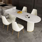 Free Form Dining Table Sintered Stone Table Luxury Style with Double Pedestal Clearhalo ' dining_table' 'Dining Tables & Seating' 'Dining Tables' 'furn' 'furn_dining_table' 'Furniture' 'furniture_dining_table' 'Kitchen & Dining Furniture' 'kitchen&dining_furn' 'kitchen' 'kitchen_dining_table' 4331996