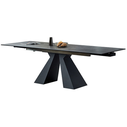 Modern Rectangular Dining Table Stone Top Dining Table with Double Pedestal Without Chairs Clearhalo ' dining_table' 'Dining Tables & Seating' 'Dining Tables' 'furn' 'furn_dining_table' 'Furniture' 'furniture_dining_table' 'Kitchen & Dining Furniture' 'kitchen&dining_furn' 'kitchen' 'kitchen_dining_table' 4332019