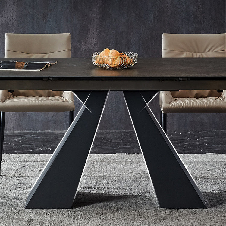 Modern Rectangular Dining Table Stone Top Dining Table with Double Pedestal Clearhalo ' dining_table' 'Dining Tables & Seating' 'Dining Tables' 'furn' 'furn_dining_table' 'Furniture' 'furniture_dining_table' 'Kitchen & Dining Furniture' 'kitchen&dining_furn' 'kitchen' 'kitchen_dining_table' 4332022