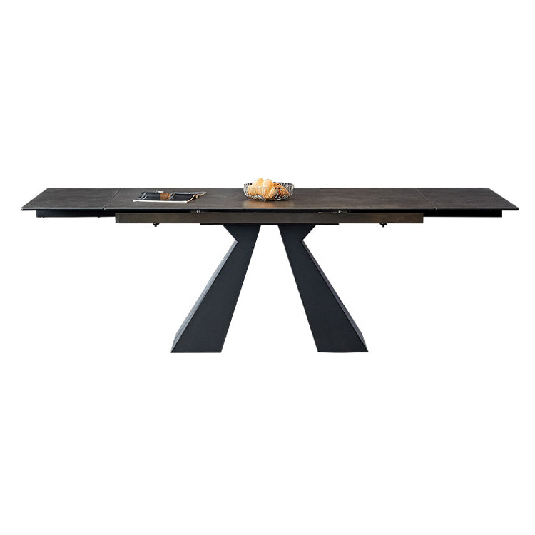 Modern Rectangular Dining Table Stone Top Dining Table with Double Pedestal Clearhalo ' dining_table' 'Dining Tables & Seating' 'Dining Tables' 'furn' 'furn_dining_table' 'Furniture' 'furniture_dining_table' 'Kitchen & Dining Furniture' 'kitchen&dining_furn' 'kitchen' 'kitchen_dining_table' 4332025