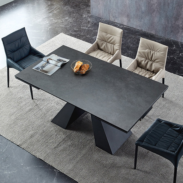 Modern Rectangular Dining Table Stone Top Dining Table with Double Pedestal Clearhalo ' dining_table' 'Dining Tables & Seating' 'Dining Tables' 'furn' 'furn_dining_table' 'Furniture' 'furniture_dining_table' 'Kitchen & Dining Furniture' 'kitchen&dining_furn' 'kitchen' 'kitchen_dining_table' 4332026