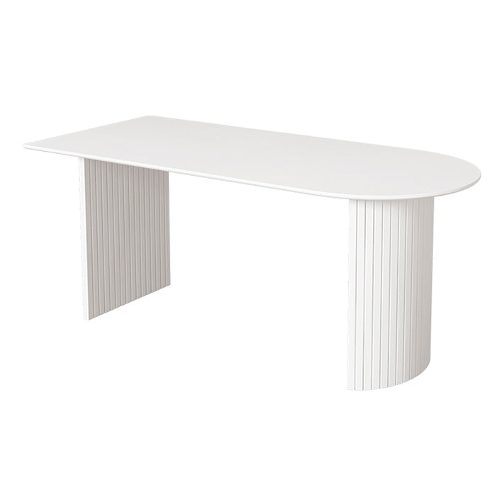 Sintered Stone White Dining Table Simplicity Table with Double Pedestal for Dining Room Free Form Without Chairs Clearhalo ' dining_table' 'Dining Tables & Seating' 'Dining Tables' 'furn' 'furn_dining_table' 'Furniture' 'furniture_dining_table' 'Kitchen & Dining Furniture' 'kitchen&dining_furn' 'kitchen' 'kitchen_dining_table' 4332048