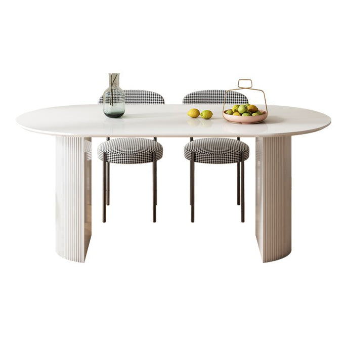 Sintered Stone White Dining Table Simplicity Table with Double Pedestal for Dining Room Clearhalo ' dining_table' 'Dining Tables & Seating' 'Dining Tables' 'furn' 'furn_dining_table' 'Furniture' 'furniture_dining_table' 'Kitchen & Dining Furniture' 'kitchen&dining_furn' 'kitchen' 'kitchen_dining_table' 4332050