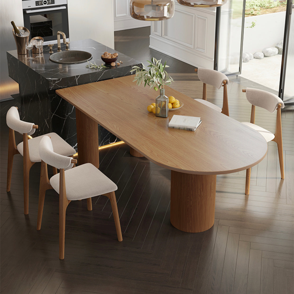 Modern Solid Wood Free from Dining Table Standard Dining Table with 3 Legs Clearhalo ' dining_table' 'Dining Tables & Seating' 'Dining Tables' 'furn' 'furn_dining_table' 'Furniture' 'furniture_dining_table' 'Kitchen & Dining Furniture' 'kitchen&dining_furn' 'kitchen' 'kitchen_dining_table' 4332078