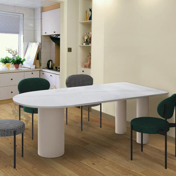 Free Form White Top Dining Table Minimalist Sintered Stone Table with 3 Legs Clearhalo ' dining_table' 'Dining Tables & Seating' 'Dining Tables' 'furn' 'furn_dining_table' 'Furniture' 'furniture_dining_table' 'Kitchen & Dining Furniture' 'kitchen&dining_furn' 'kitchen' 'kitchen_dining_table' 4332094