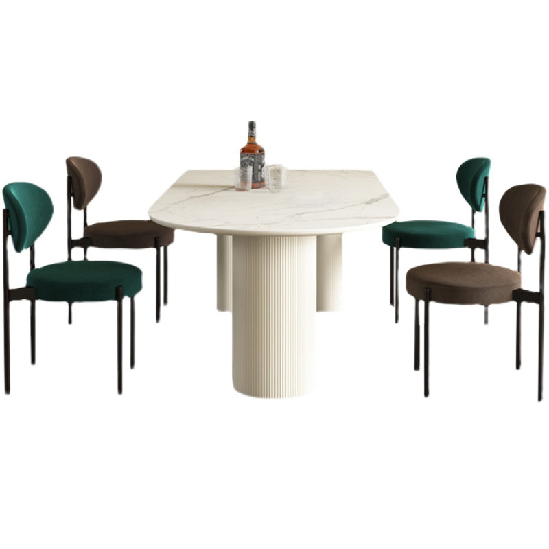 Free Form White Top Dining Table Minimalist Sintered Stone Table with 3 Legs Clearhalo ' dining_table' 'Dining Tables & Seating' 'Dining Tables' 'furn' 'furn_dining_table' 'Furniture' 'furniture_dining_table' 'Kitchen & Dining Furniture' 'kitchen&dining_furn' 'kitchen' 'kitchen_dining_table' 4332097