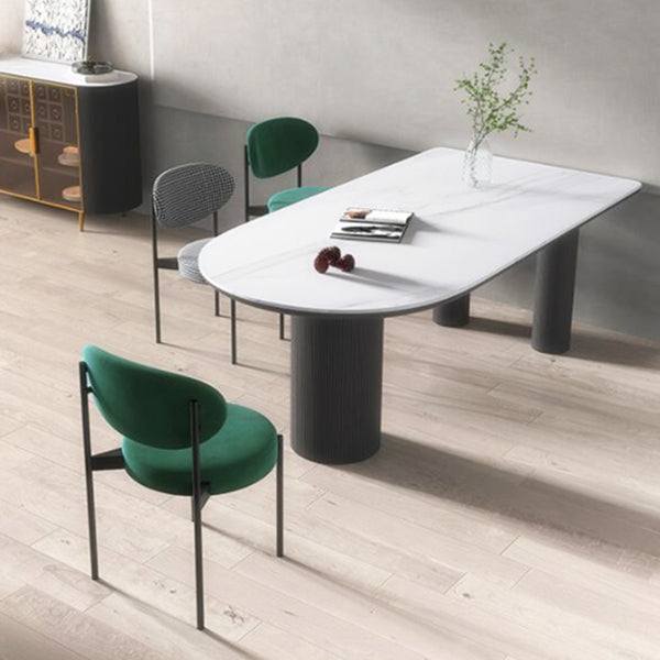 Free Form White Top Dining Table Minimalist Sintered Stone Table with 3 Legs Clearhalo ' dining_table' 'Dining Tables & Seating' 'Dining Tables' 'furn' 'furn_dining_table' 'Furniture' 'furniture_dining_table' 'Kitchen & Dining Furniture' 'kitchen&dining_furn' 'kitchen' 'kitchen_dining_table' 4332100