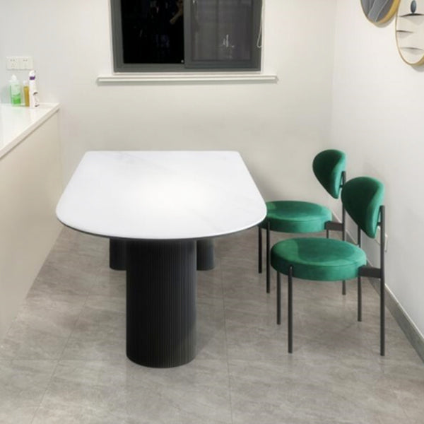 Free Form White Top Dining Table Minimalist Sintered Stone Table with 3 Legs Clearhalo ' dining_table' 'Dining Tables & Seating' 'Dining Tables' 'furn' 'furn_dining_table' 'Furniture' 'furniture_dining_table' 'Kitchen & Dining Furniture' 'kitchen&dining_furn' 'kitchen' 'kitchen_dining_table' 4332101