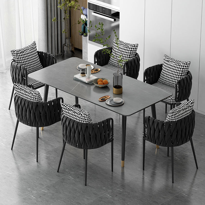 Contemporary Style Dining Site Table Stone Rectangle Furniture with 4 Legs Gray Without Chairs Clearhalo ' dining_table' 'Dining Tables & Seating' 'Dining Tables' 'furn' 'furn_dining_table' 'Furniture' 'furniture_dining_table' 'Kitchen & Dining Furniture' 'kitchen&dining_furn' 'kitchen' 'kitchen_dining_table' 4332124