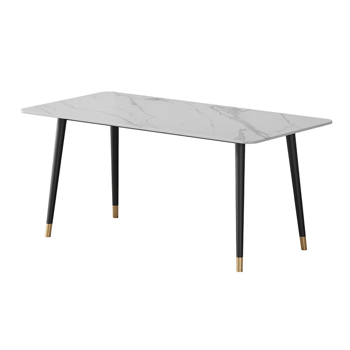 Contemporary Style Dining Site Table Stone Rectangle Furniture with 4 Legs White Without Chairs Clearhalo ' dining_table' 'Dining Tables & Seating' 'Dining Tables' 'furn' 'furn_dining_table' 'Furniture' 'furniture_dining_table' 'Kitchen & Dining Furniture' 'kitchen&dining_furn' 'kitchen' 'kitchen_dining_table' 4332125