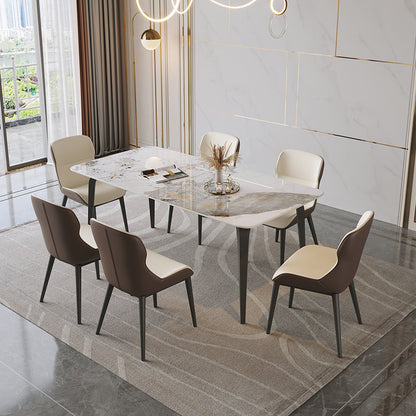 Rectangle Dining Site Table Contemporary Style Stone Furniture with 4 Legs Pandora Gold Without Chairs Clearhalo ' dining_table' 'Dining Tables & Seating' 'Dining Tables' 'furn' 'furn_dining_table' 'Furniture' 'furniture_dining_table' 'Kitchen & Dining Furniture' 'kitchen&dining_furn' 'kitchen' 'kitchen_dining_table' 4332179