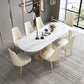 Glam Kitchen White Dining Table Sintered Stone Standard Dining Table with Pedestal Base Clearhalo ' dining_table' 'Dining Tables & Seating' 'Dining Tables' 'furn' 'furn_dining_table' 'Furniture' 'furniture_dining_table' 'Kitchen & Dining Furniture' 'kitchen&dining_furn' 'kitchen' 'kitchen_dining_table' 4332192