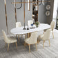 Glam Kitchen White Dining Table Sintered Stone Standard Dining Table with Pedestal Base Clearhalo ' dining_table' 'Dining Tables & Seating' 'Dining Tables' 'furn' 'furn_dining_table' 'Furniture' 'furniture_dining_table' 'Kitchen & Dining Furniture' 'kitchen&dining_furn' 'kitchen' 'kitchen_dining_table' 4332193