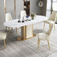 Glam Kitchen White Dining Table Sintered Stone Standard Dining Table with Pedestal Base Clearhalo ' dining_table' 'Dining Tables & Seating' 'Dining Tables' 'furn' 'furn_dining_table' 'Furniture' 'furniture_dining_table' 'Kitchen & Dining Furniture' 'kitchen&dining_furn' 'kitchen' 'kitchen_dining_table' 4332194