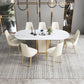 Glam Kitchen White Dining Table Sintered Stone Standard Dining Table with Pedestal Base Clearhalo ' dining_table' 'Dining Tables & Seating' 'Dining Tables' 'furn' 'furn_dining_table' 'Furniture' 'furniture_dining_table' 'Kitchen & Dining Furniture' 'kitchen&dining_furn' 'kitchen' 'kitchen_dining_table' 4332198