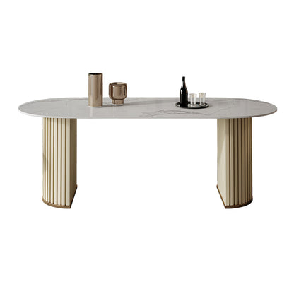 Minimalist White Standard Dining Table Oval Sintered Stone Dining Table for Kitchen Without Chairs Clearhalo ' dining_table' 'Dining Tables & Seating' 'Dining Tables' 'furn' 'furn_dining_table' 'Furniture' 'furniture_dining_table' 'Kitchen & Dining Furniture' 'kitchen&dining_furn' 'kitchen' 'kitchen_dining_table' 4332209