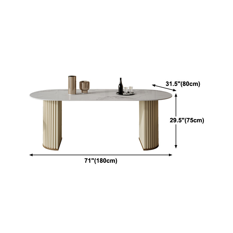Minimalist White Standard Dining Table Oval Sintered Stone Dining Table for Kitchen Clearhalo ' dining_table' 'Dining Tables & Seating' 'Dining Tables' 'furn' 'furn_dining_table' 'Furniture' 'furniture_dining_table' 'Kitchen & Dining Furniture' 'kitchen&dining_furn' 'kitchen' 'kitchen_dining_table' 4332216