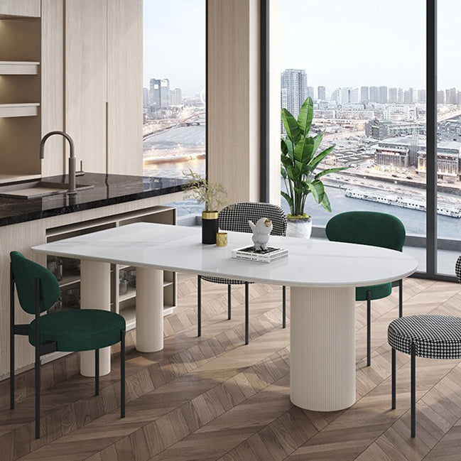 Metal Contemporary Free Form Dining Table Sintered Stone Dining Table with 3 Legs Clearhalo ' dining_table' 'Dining Tables & Seating' 'Dining Tables' 'furn' 'furn_dining_table' 'Furniture' 'furniture_dining_table' 'Kitchen & Dining Furniture' 'kitchen&dining_furn' 'kitchen' 'kitchen_dining_table' 4332224