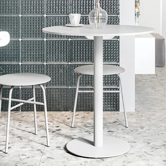 Round Pedestal Dinette Table Simplicity Style Dining Site Table for Home Use Metal White Clearhalo ' dining_table' 'Dining Tables & Seating' 'Dining Tables' 'furn' 'furn_dining_table' 'Furniture' 'furniture_dining_table' 'Kitchen & Dining Furniture' 'kitchen&dining_furn' 'kitchen' 'kitchen_dining_table' 4332233