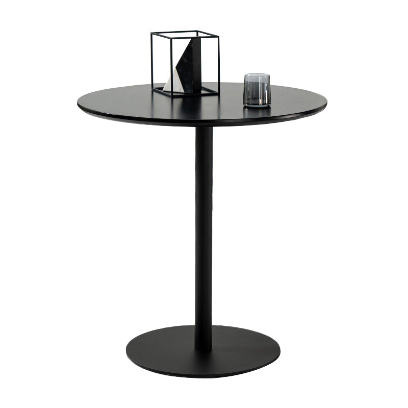 Round Pedestal Dinette Table Simplicity Style Dining Site Table for Home Use Manufactured Wood Black Clearhalo ' dining_table' 'Dining Tables & Seating' 'Dining Tables' 'furn' 'furn_dining_table' 'Furniture' 'furniture_dining_table' 'Kitchen & Dining Furniture' 'kitchen&dining_furn' 'kitchen' 'kitchen_dining_table' 4332235