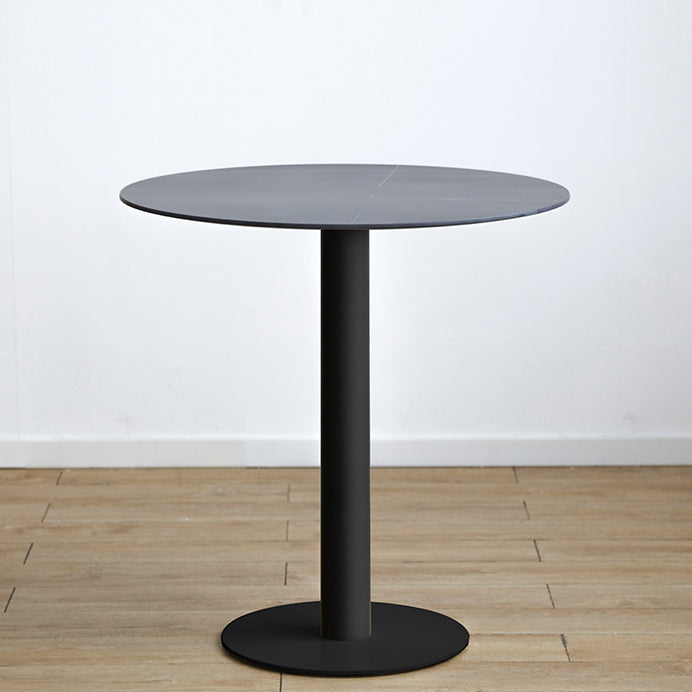 Round Pedestal Dinette Table Simplicity Style Dining Site Table for Home Use Stone Black Clearhalo ' dining_table' 'Dining Tables & Seating' 'Dining Tables' 'furn' 'furn_dining_table' 'Furniture' 'furniture_dining_table' 'Kitchen & Dining Furniture' 'kitchen&dining_furn' 'kitchen' 'kitchen_dining_table' 4332242